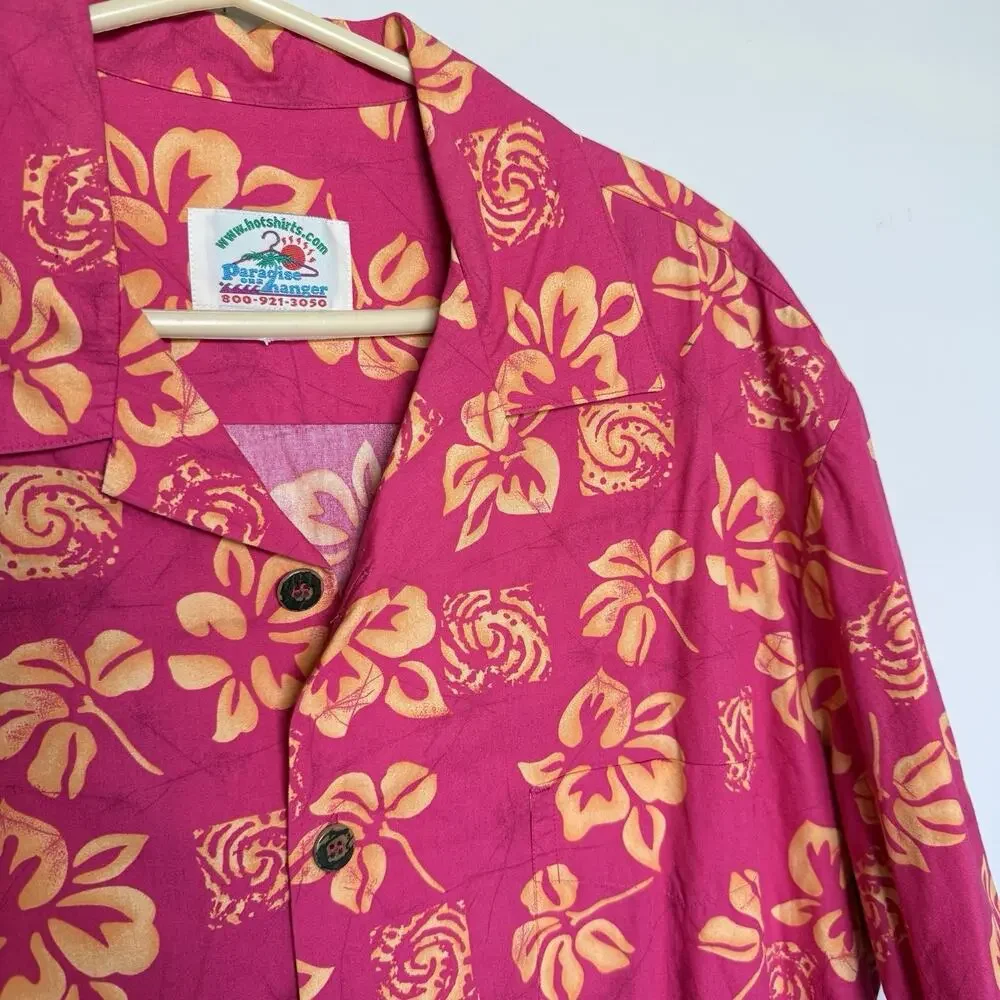 Paradise On A Hanger Mens Shirt XXL Made In USA Aloha Hawaiian Resortwear Camp